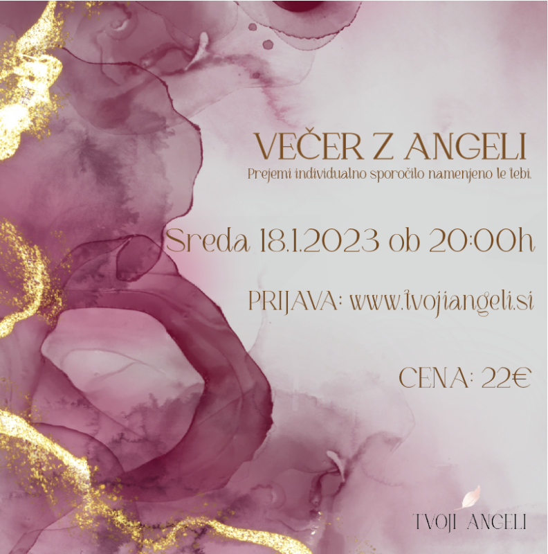 Večer z angeli 18.1.2023 Tvoji angeli Špela Bajt Butko